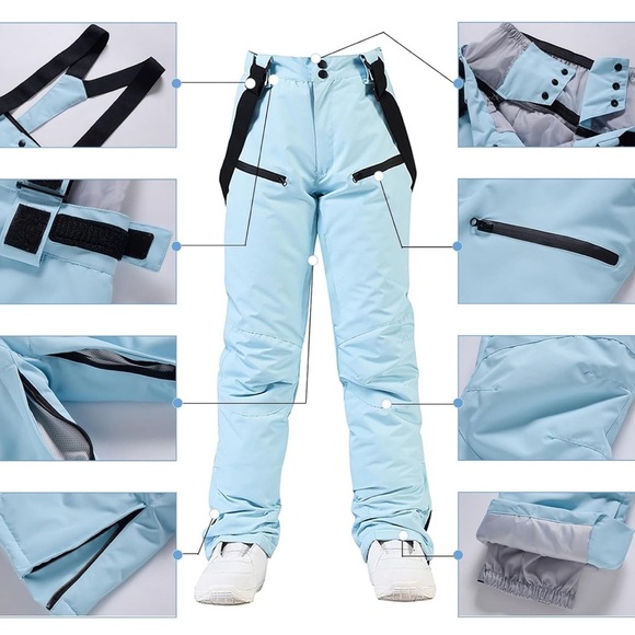 Women's Detachable Ski Bib Pants Outdoor Windproof Waterproof Snow Medium (072) - Picture 2 of 6